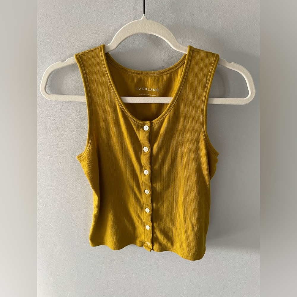 Everlane Olive Button-Front Rib Tank - Picture 6 of 9